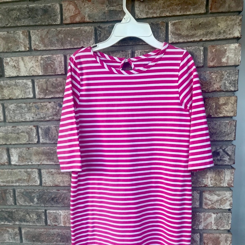 Pink and white striped vineyard vines dress